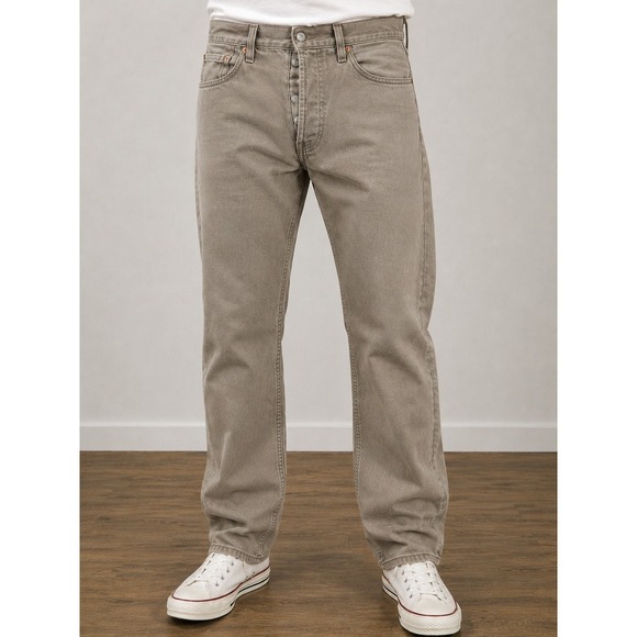 Levi's Other - Levi's 501 Jeans Mens 36x30 Khaki Tan Button Fly Straight Leg Cotton